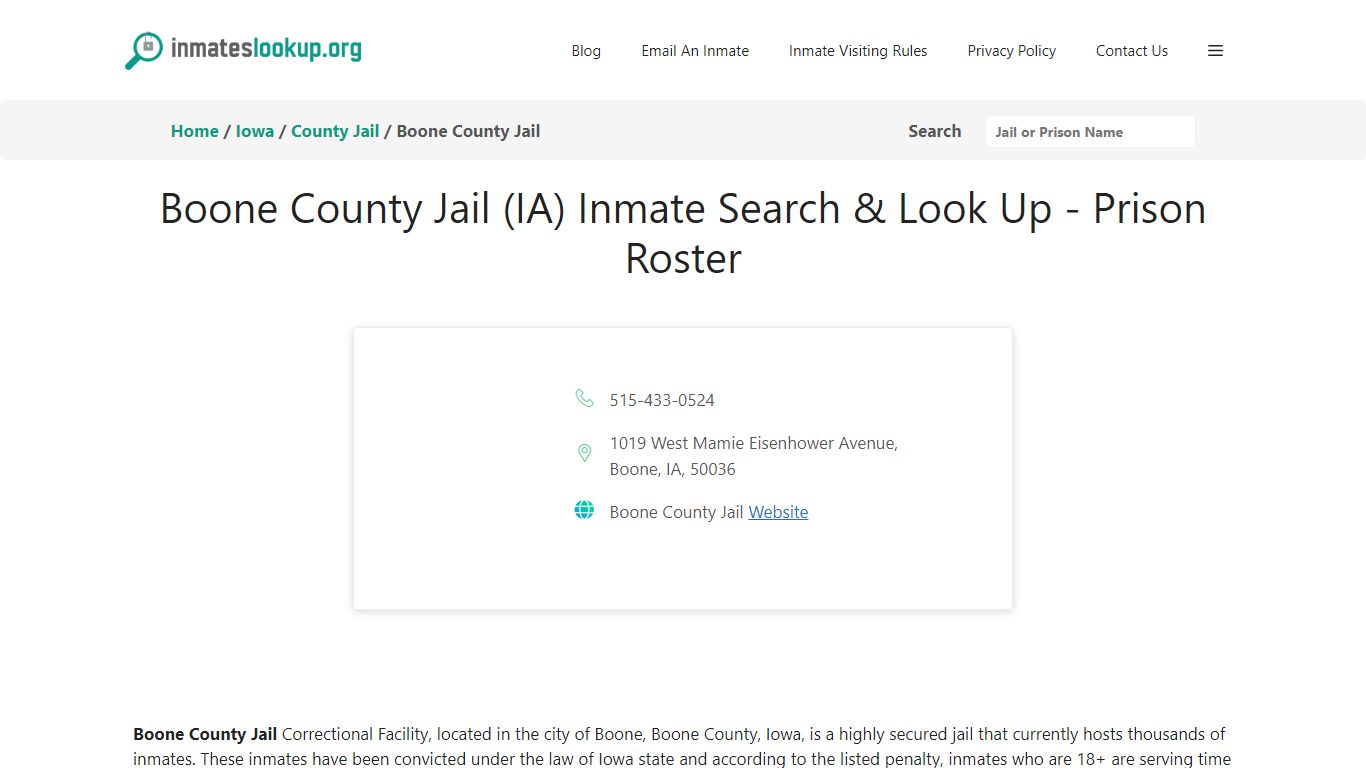 Boone County Jail (IA) Inmate Search & Look Up - Prison Roster